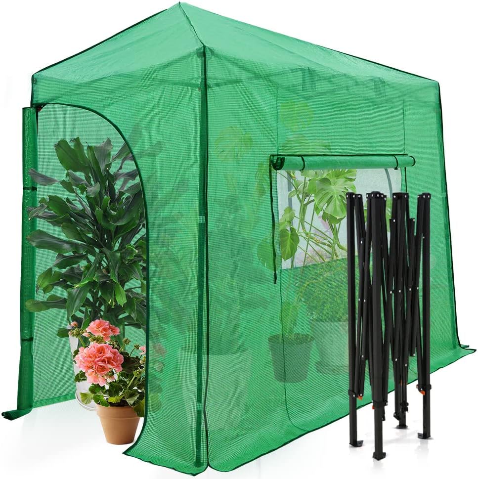 EAGLE PEAK Instant Pop-up Greenhouse, Indoor Outdoor Plant Gardening Green House, Roll-Up Zipper