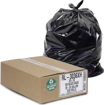 Aluf Plastics - RL-3036XH 20-30 Gallon Trash Can Liners (100 Count) - 30" x 36" - Thick 1.5 MIL