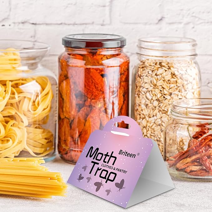 Pantry Moth Traps 10-Pack Safe and Effective for Food and Clothing- Glue Traps with Pheromones for
