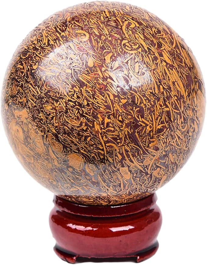 JIC Gem Real Natural Gemstone Sphere Jade Crystal Ball Mineral Quartz Stone with Decorative Stand