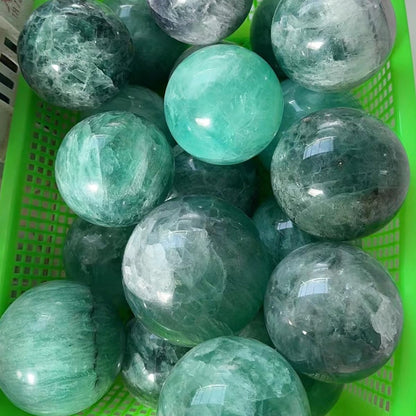 Large Green Fluorite Crystal Ball with Stand Natural Crystals Sphere Gemstone Ball Meditation
