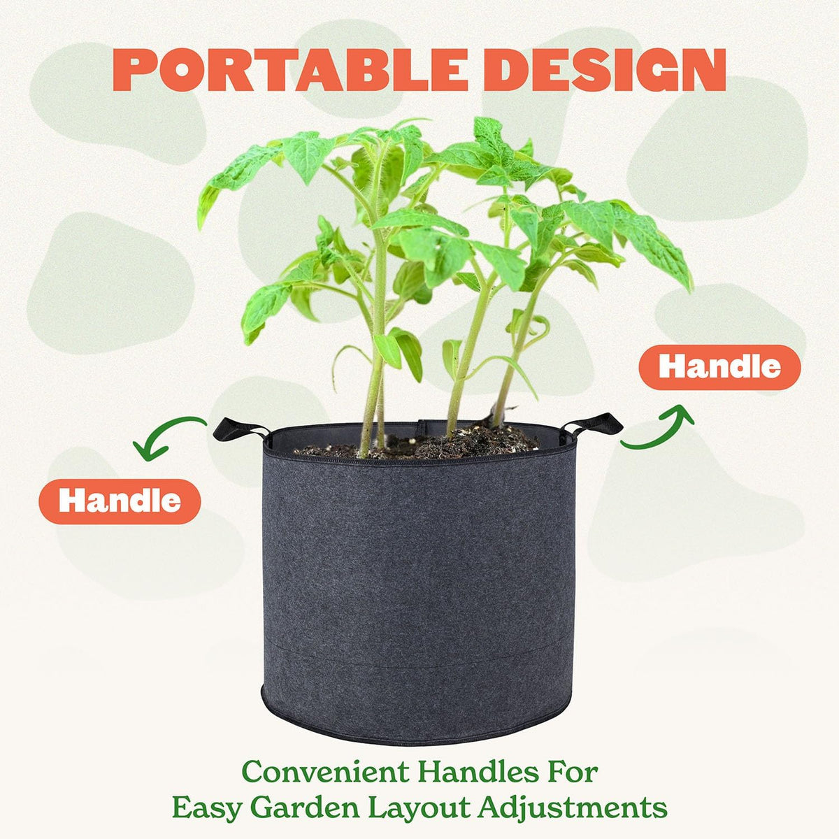 Epic Gardening 5 Pack 15 Gallon Grow Bags with Handles (Lined) - Heavy Duty Fabric Pots for