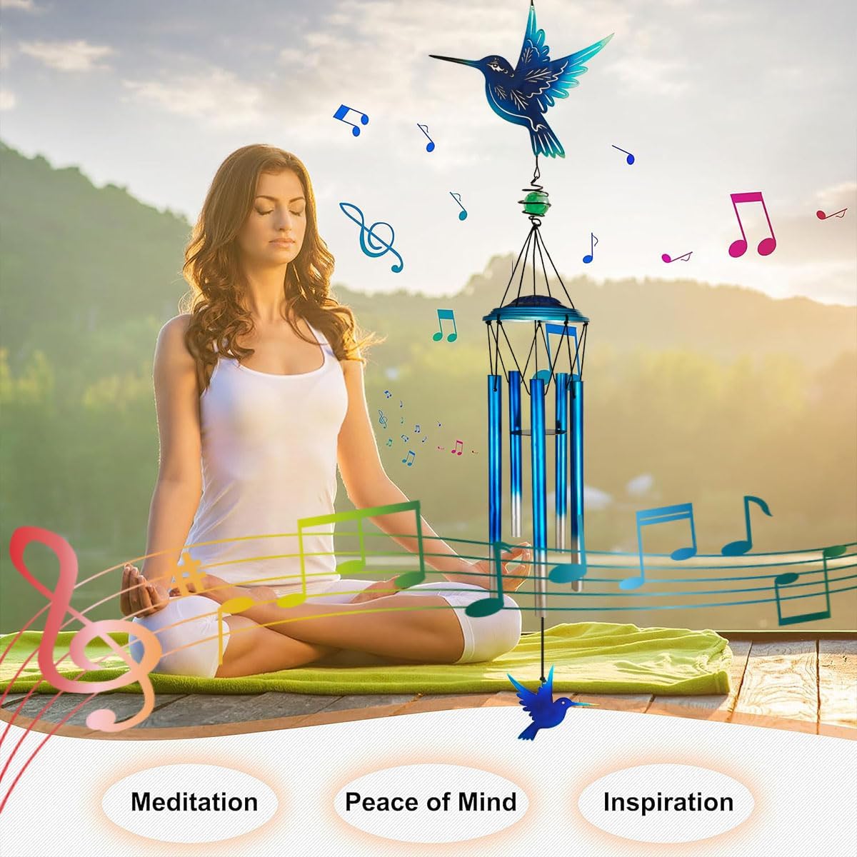 Outdoor Wind Chimes Hummingbird Metal WindChimes Gift for Outside/Indoors, Home, Lawn, Porch