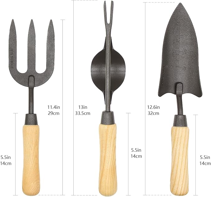 Japanese Gardening Tools Set, 6 Pcs Garden Tools Set, Black Painted Stainless Steel Heavy Duty