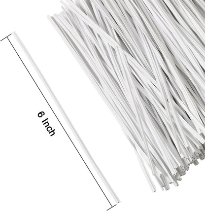 Tangyinrd 300 Pcs 6 inch White Plastic Twist Ties, Cable Ties, for Bags, Gardening Tools