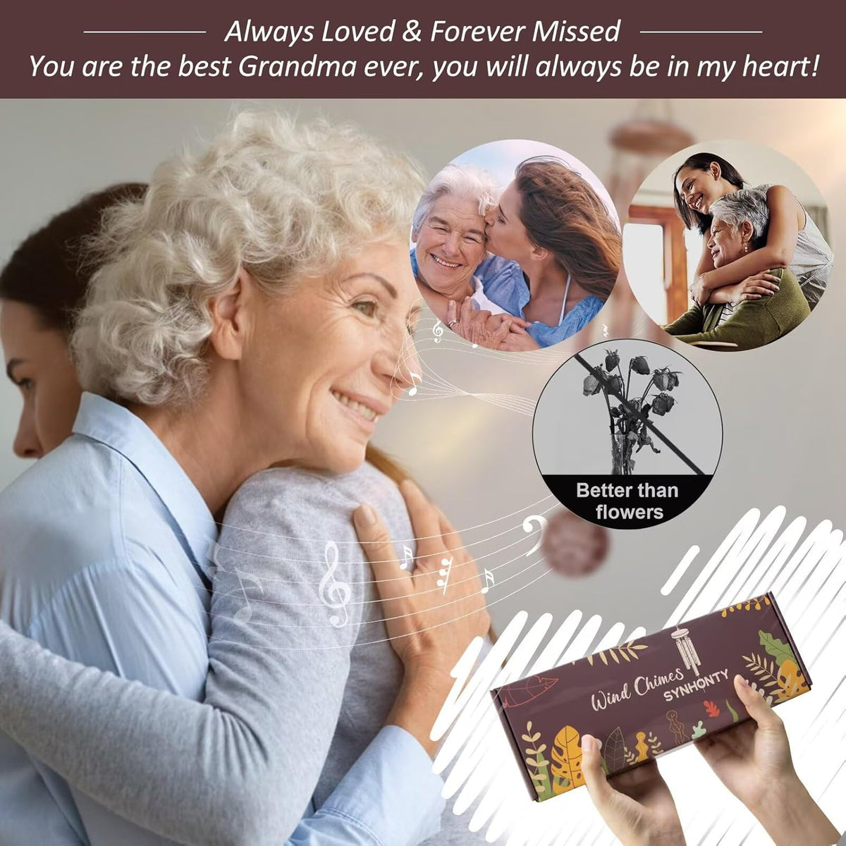 Memorial Gifts for Loss of Grandmother, 25''Memorial Wind Chimes for Loss of Grandma,Sympathy Gifts