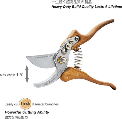 TONMA Bypass Pruning Shears [Made in Japan] 8 inches Professional Garden Shears, Japanese Secateurs