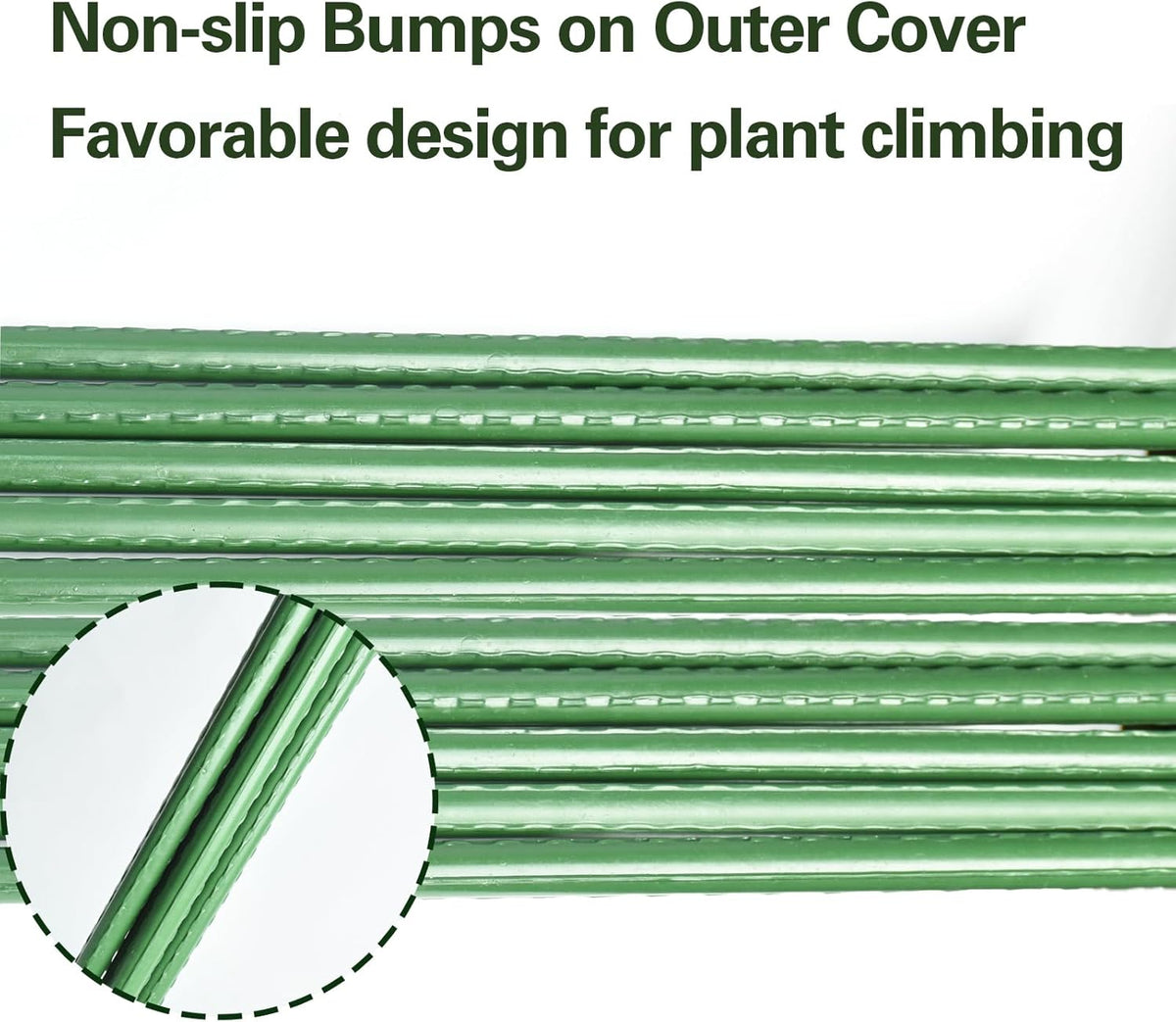 Plant Stakes 57 inch, Approx 5ft Steel Garden Stakes 25 Pack, Sturdy Plant Support for Climbing