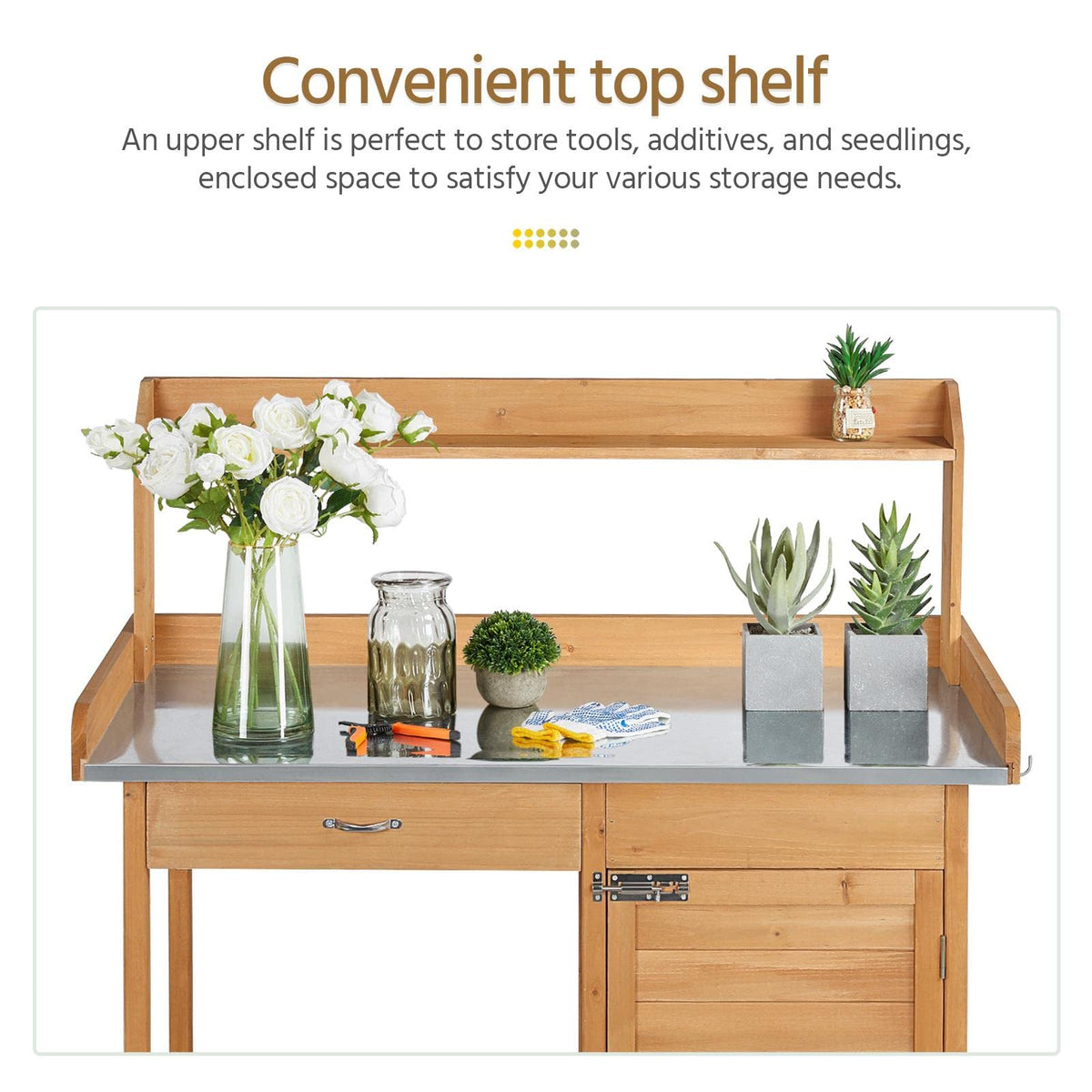 Yaheetech Potting Bench Outdoor Potting Table with Storage,Natural Wood