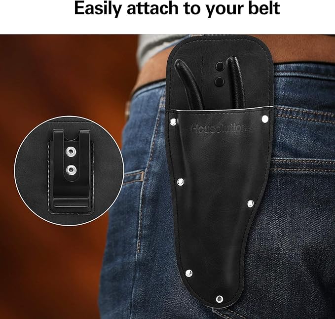 Housolution Garden Pruner Sheath, Pruner Holster, Premium PU Leather Holster Protective Case Cover