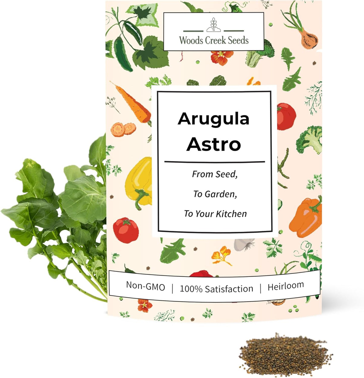 Woods Creek Seeds: Arugula Astro Seeds for Planting - Over 1,300 Heirloom, Non-GMO Arugula Seeds