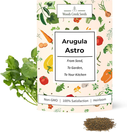 Woods Creek Seeds: Arugula Astro Seeds for Planting - Over 1,300 Heirloom, Non-GMO Arugula Seeds