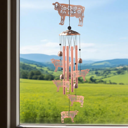 Wealth Attraction Ox Brass Wind Chime - Cow Wind Chimes for Outside,Cow Gifts for