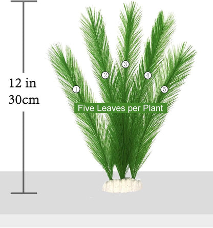 BEGONDIS Aquarium Decorations 5Pcs Fish Tank Artificial Green Water Plants Made of Silk Fabrics