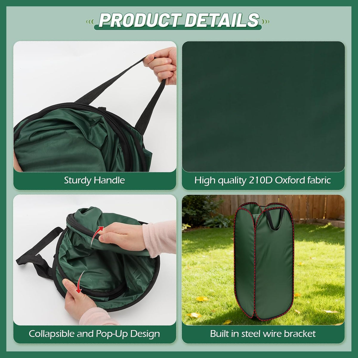 2Pack Reusable Pop-Up Yard Waste Bag Holder, Designed for 30 Gallon Paper Lawn Bags, Multi-Use