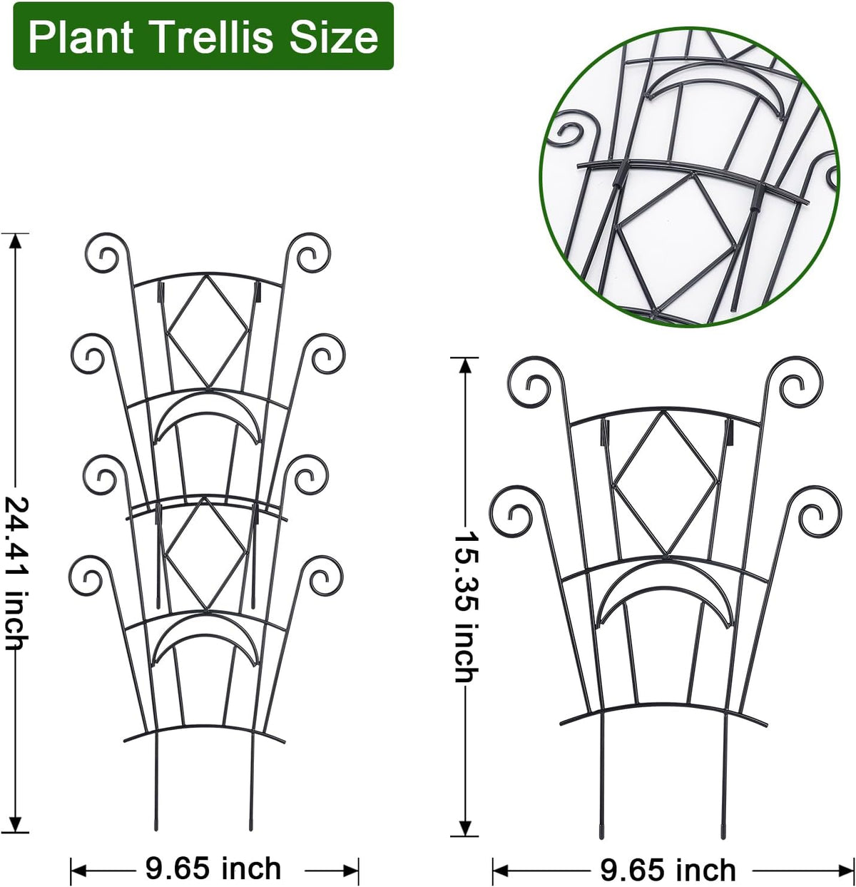 Stackable Plant Support Stakes, 2 Pack Metal Twig Plants Trellis for Indoor and Outdoor Use, Garden