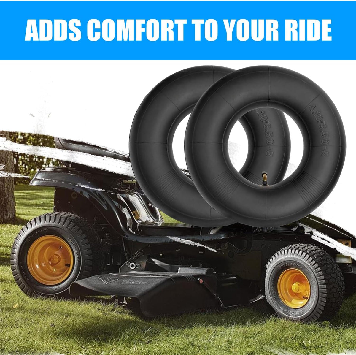 4.10/3.50-5 Inner Tube (2 PACK) with TR-87 Bent Valve Stem,Replacement for Wheelbarrows, Mowers