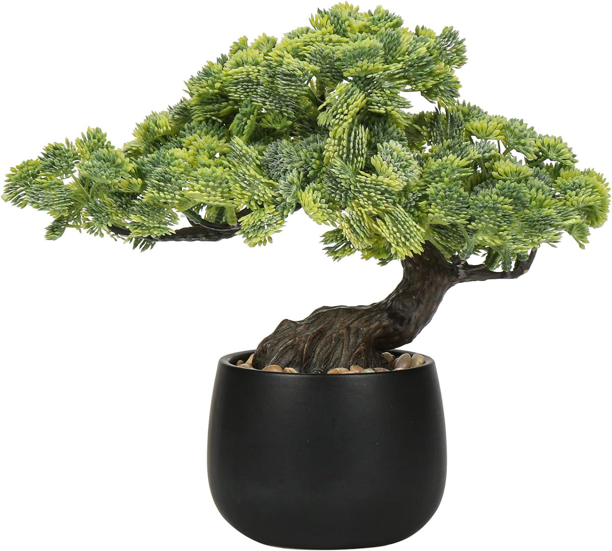 Artificial Bonsai Tree Juniper Faux Plants Indoor Fake Plants Decor with Black Ceramic Pots for