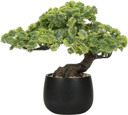 Artificial Bonsai Tree Juniper Faux Plants Indoor Fake Plants Decor with Black Ceramic Pots for