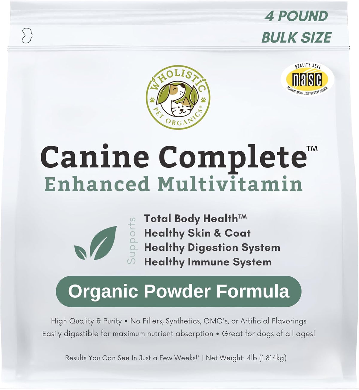 Wholistic Pet Organics Canine Complete - Dog Multivitamin Powder - 4 Lb - Daily Dog Vitamins and