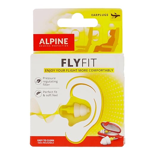 Alpine FlyFit - Earplugs for Pressure Relief & Preventing Ear Pain While Flying - Airplane Travel