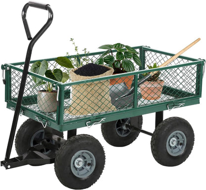 FDW Garden Cart Streel Heavy Duty 500 LBS Capacity，Utility Cart Wagon with Removable Sides and