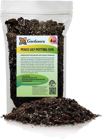 Gardenera's Peace Lily Soil Mix for Thriving Indoor Plants: Hand-Crafted for Optimal Growth