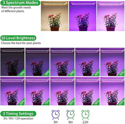 Two Strip Growing Lamp for Indoor Plants, Red & Blue & Yellow Full Spectrum LED Grow Light Strips