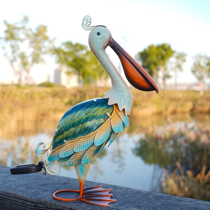 HONGLAND Solar Metal Pelican Statues Garden Sculpture & Statues, Glass Outdoor Pelican Yard Art