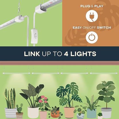 LED Grow Light 4FT Full Spectrum Compact Linkable Lighting Fixture for Indoor Greenhouse Year Round