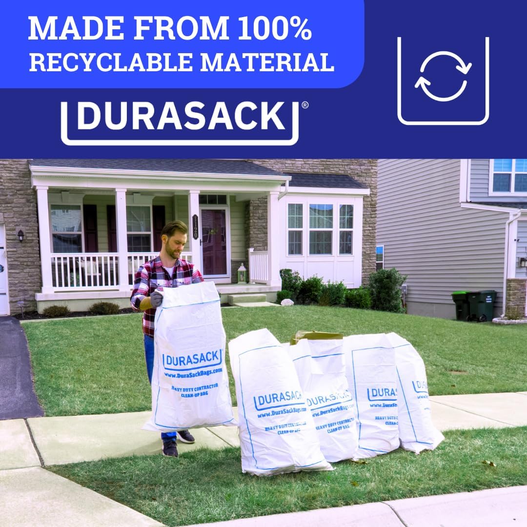 DURASACK Contractor Bags Heavy Duty 40-Gallon Reusable White Woven Polypropylene Contractor Garbage