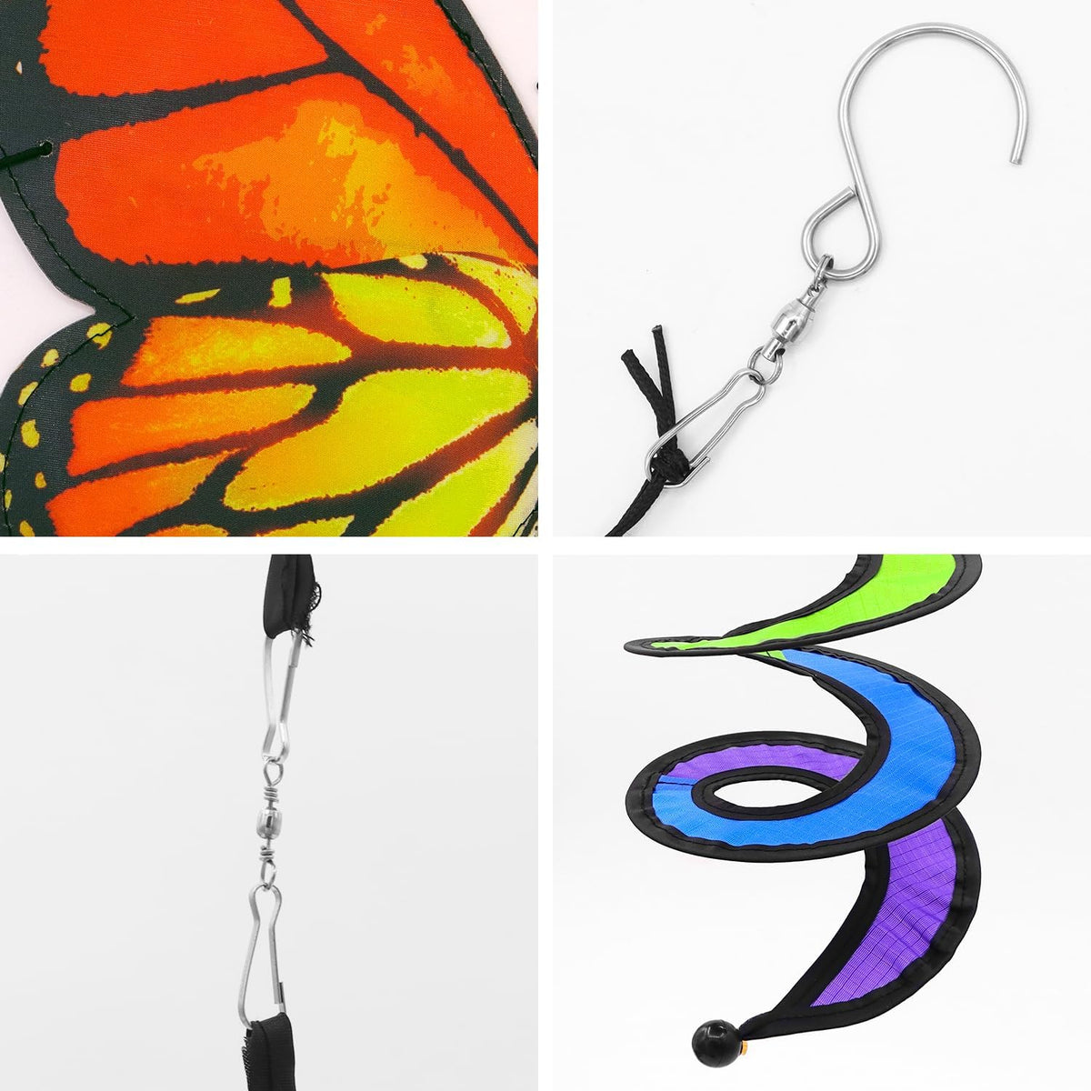 3pcs Butterfly Garden Wind Spinners 360° Rotation Rainbow Curlie Spinner Lawn Yard Ornaments