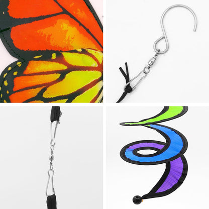 3pcs Butterfly Garden Wind Spinners 360° Rotation Rainbow Curlie Spinner Lawn Yard Ornaments