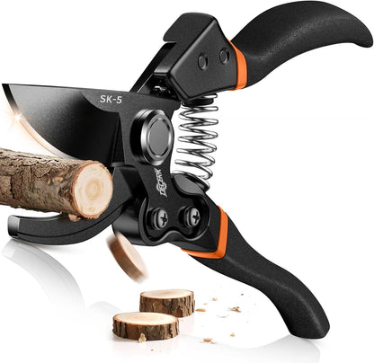 Pruning Shears for Gardening, 8.5" Professional Bypass Garden Scissors & Hedge Clippers for Branch