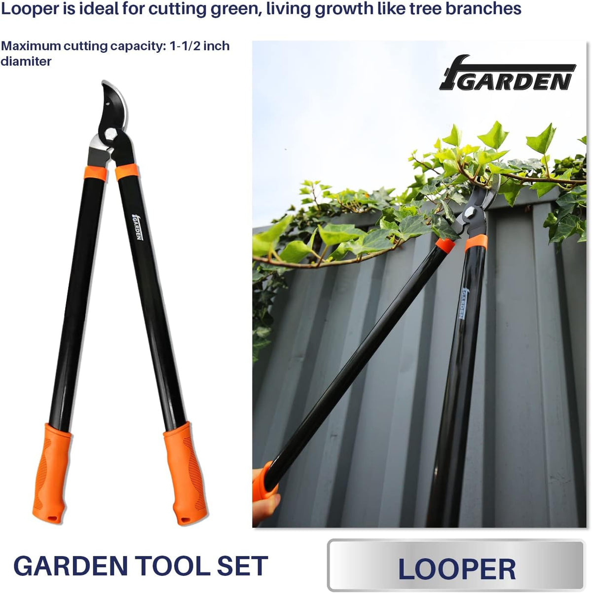 3 Piece Combo Garden Tool Set with Lopper, Hedge Shears and Pruner Shears, Tree & Shrub Care Kit