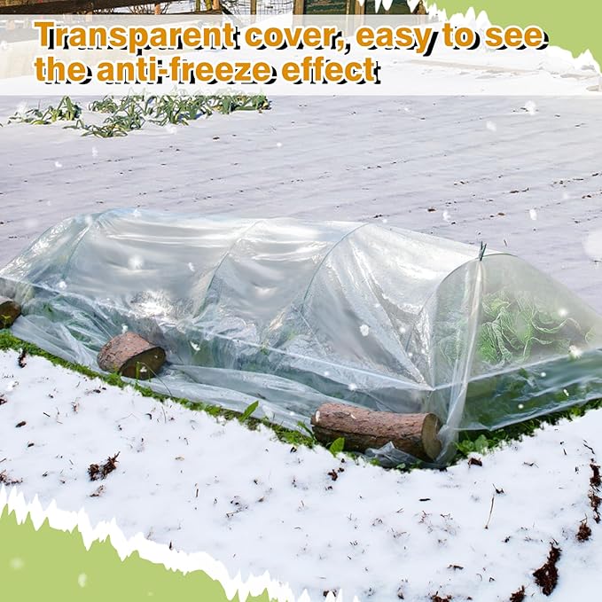 Alphatool Greenhouse Cover Plastic Sheeting - 8 x 24 ft Plant Covers Freeze Protection, Frost