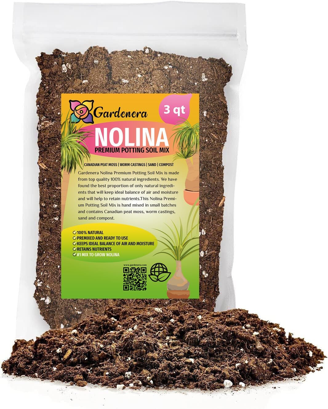 GARDENERA Nolina Plant Potting Soil - Enhance Form and Health with Professional Grade Nutrient-Rich