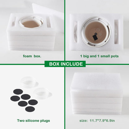 Docrin Ceramic Plant Pots Indoor, 6.6 + 5.5 Inch Planters with Drainage Holes and Saucer for