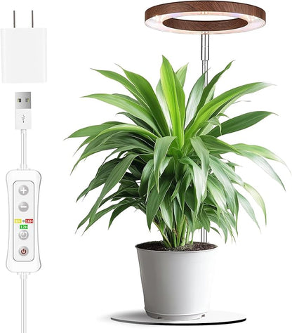 yadoker 72 LEDs Plant Grow Light for Indoor Plant,Aluminum Walnut Wood Grain Desk LED Grow Light