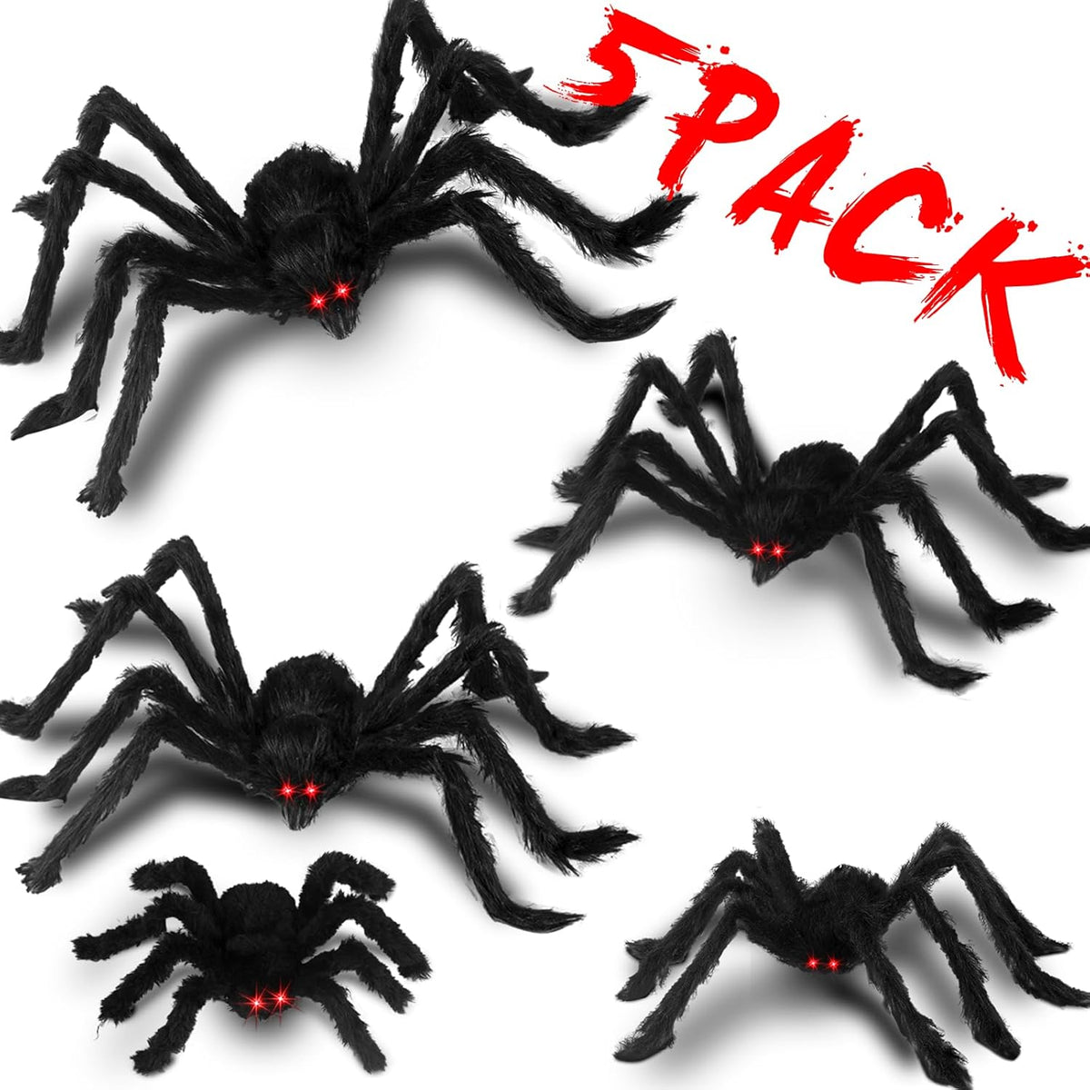 Halloween Giant Spider Decorations: 12/20/30/35/49 Inches Large Fake Scary Hairy - 5PCS Huge Plush
