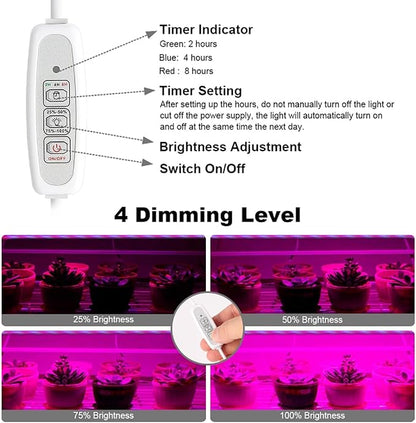 Mosthink LED Grow Light for Indoor Plants, 20W Grow Light Strips with Auto On/Off Timer, 48 LEDs /4