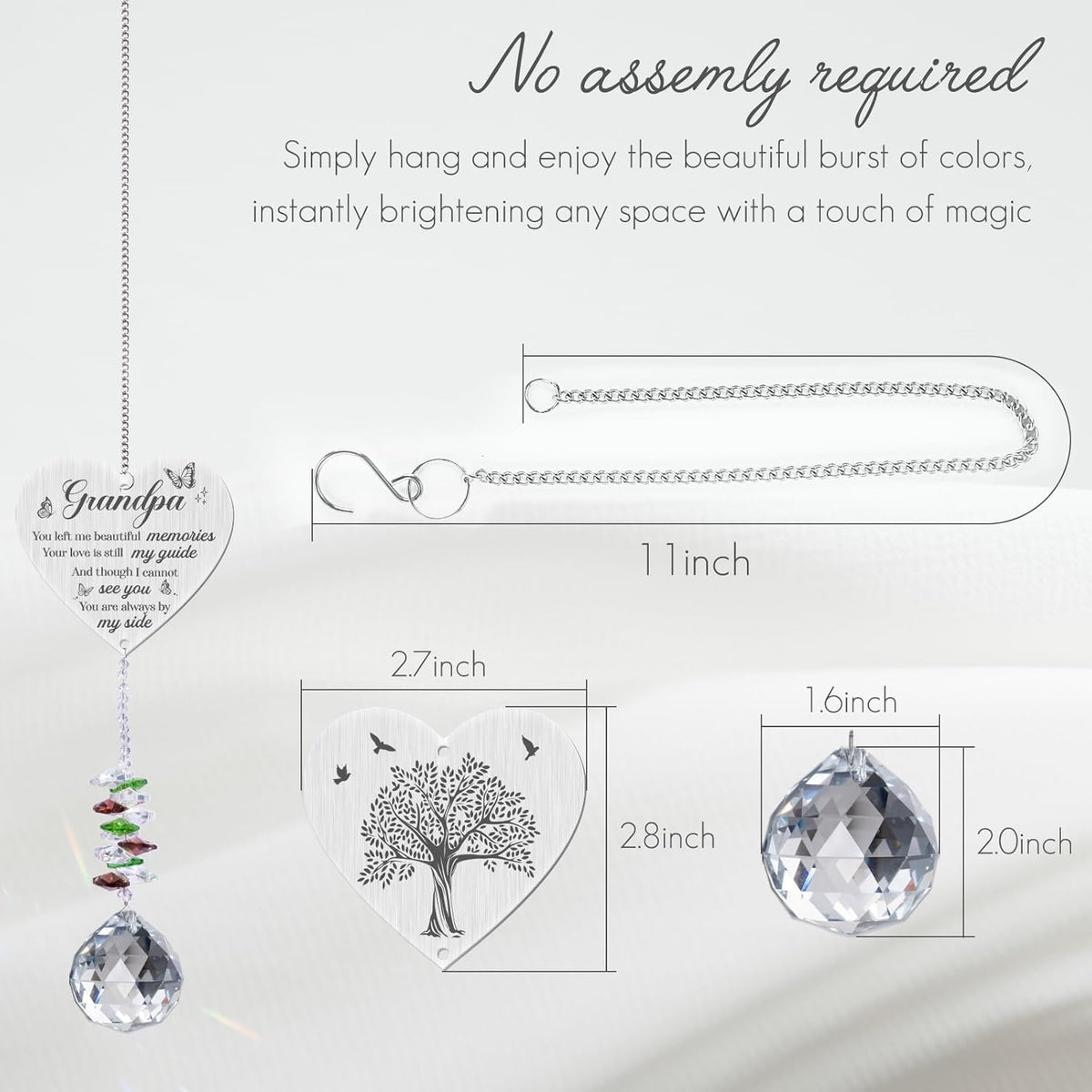Sympathy Gifts for Loss of Grandfather,Memorial Crystal Suncatcher,Memorial Gifts for Loss of