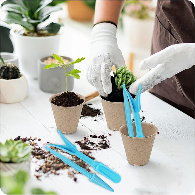 6PCS Mini Garden Hand Succulent Transplanting Tools Set, Plastic Seedling Dibber and Digging Tools