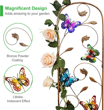 SUNNYPARK Set of 2 Butterfly Metal Garden Trellis for Climbing Plants, Decorative Vegetables