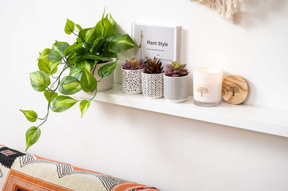 Kurrajong Farmhouse Dark Green Fake pothos | Fake Plant for Shelf Decor | Artificial Trailing Ivy