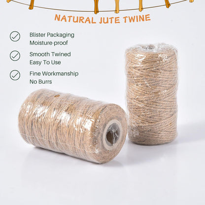 Garden Twine 3mm, 328 Feet Natural Jute Twine for Garden, Crafts, Gifts Wrapping, Packing and Home