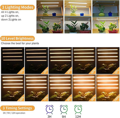 LED Plant Grow lamp, 3500K Full Spectrum Growing Light Strips for Indoor Small Plants with 3/9/12H