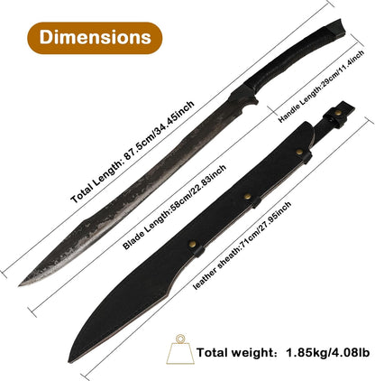 High Manganese Steel Blade Machete for Cutting Trees Heavy Duty Full Tang Outdoor Survival Hunting