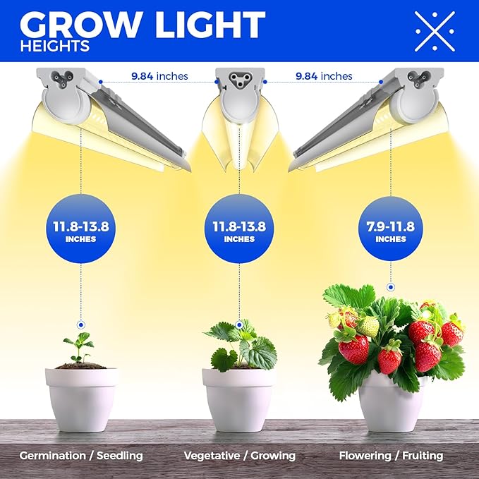 Barrina 3FT T8 Grow Light, 180W(6 x 30W), 1000W Equivalent, Full Spectrum, Plant Light, Growing
