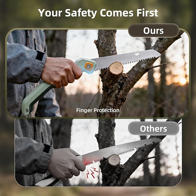 PrunePro Folding Saw Pruning Hand Saw for Wood Cutting with Triple-Cut SK5 Blade Camping Saw for